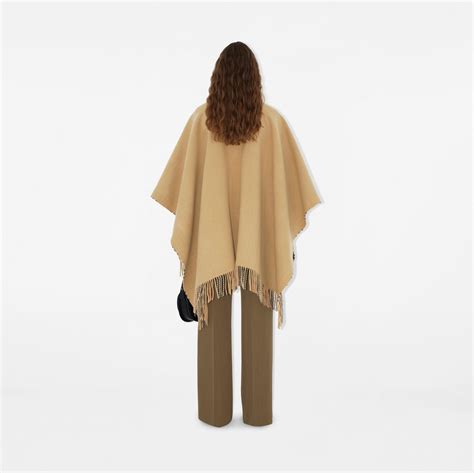 Check Wool Cape in Sand 